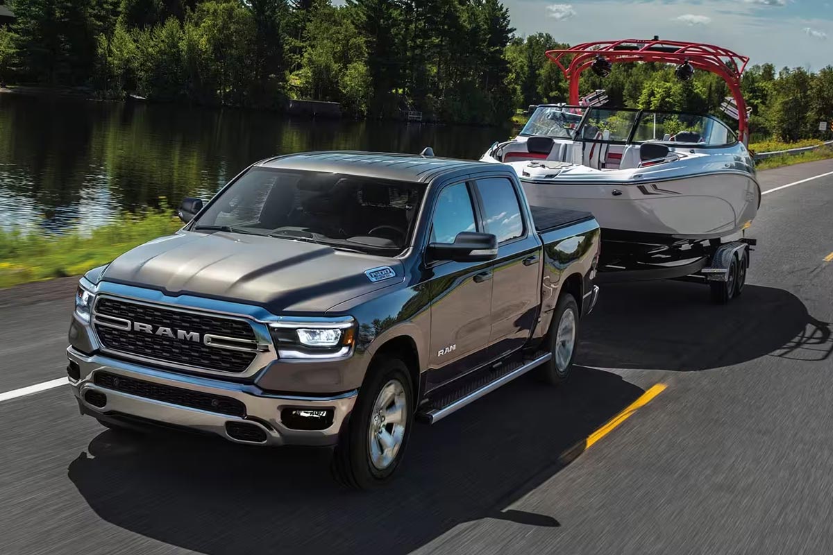 2023 RAM 1500 Towing a Motorboat