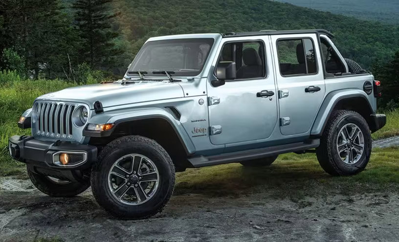 2023 Jeep Wrangler Overland on a dirt trail